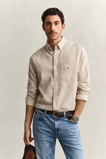 KOŠILE GANT REG COTTON LINEN SHIRT OAT BEIGE