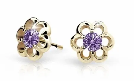 Cutie Jewellery Zlaté dětské náušnice C1947-30-X-1 fialová