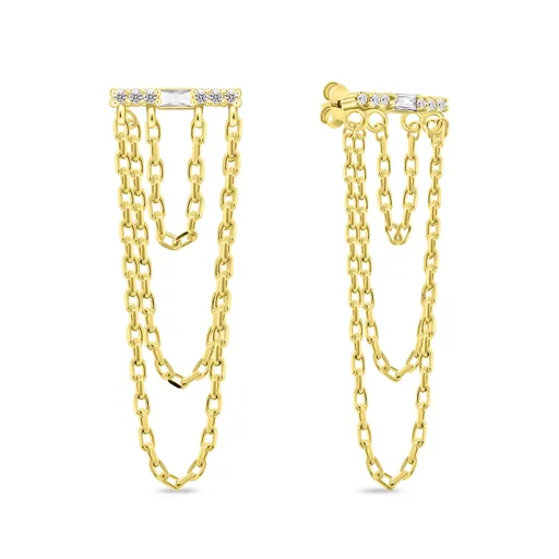 Brilio Silver Nadčasové řetízkové náušnice se zirkony EA999Y