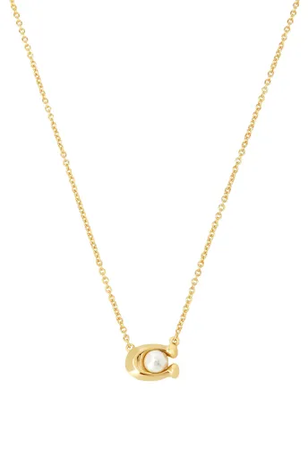 Coach Pozlacený náhrdelník s umělou perlou 37341916GLD100