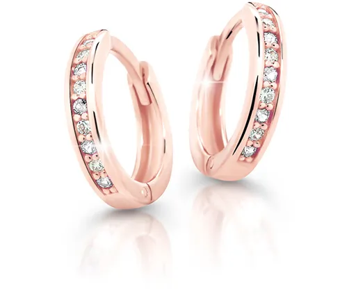 Cutie Jewellery Půvabné kruhové náušnice z růžového zlata C3342-80-X-4 bílá