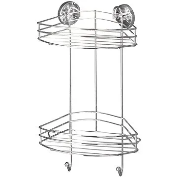 WENKO BEZ VRTÁNÍ VacuumLoc - Rohová police 2 patra, kovově lesklá (z20885100)