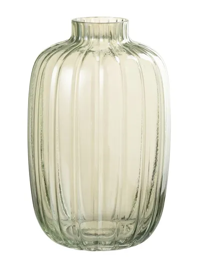 Zelená skleněná váza s úzkým hrdlem Junna M - Ø 16*25 cm J-Line by Jolipa