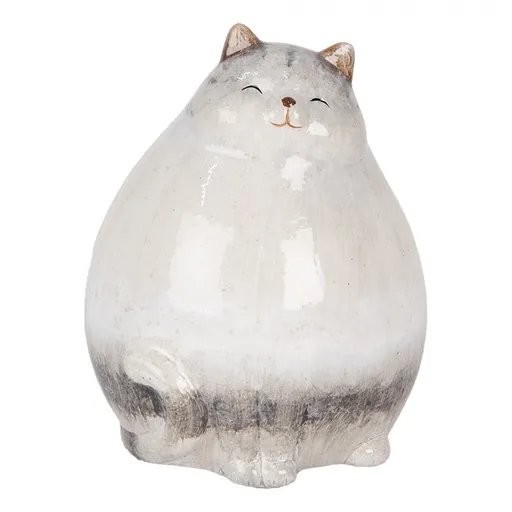 Šedá keramická dekorace kočka - 14*13*18 cm Clayre & Eef