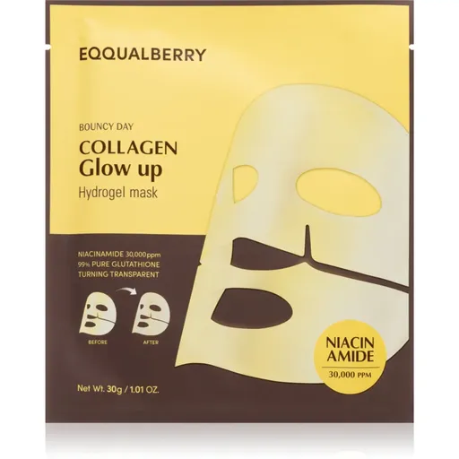 EQQUALBERRY Collagen Glow Up Hydrogel Mask plátýnková maska s rozjasňujícím a hydratačním účinkem s gelovou texturou 30 g