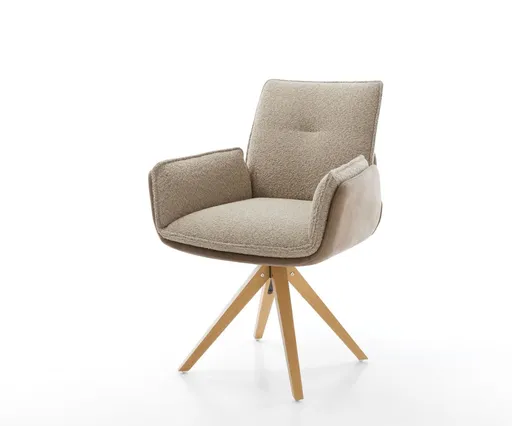 Jídelní židle Nela-Flex béžová dřevěná podnož hranatá přírodní