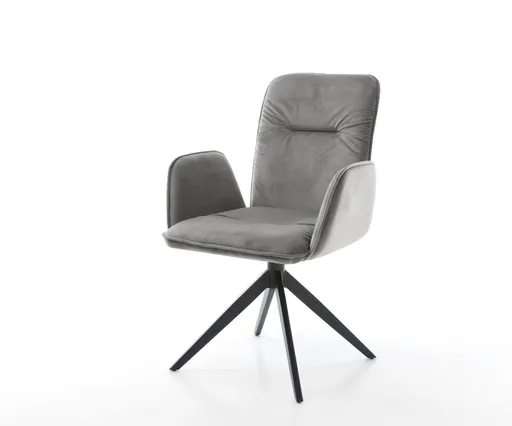 Otočná židle Vinja-Flex sametově šedá křížový rám široký černý