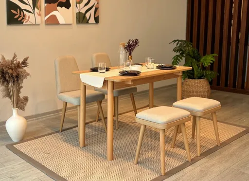 Jídelní set s rozkládacím stolem a židlemi (5 kusů) Vina Mini 02 1005 - Oak, Cream