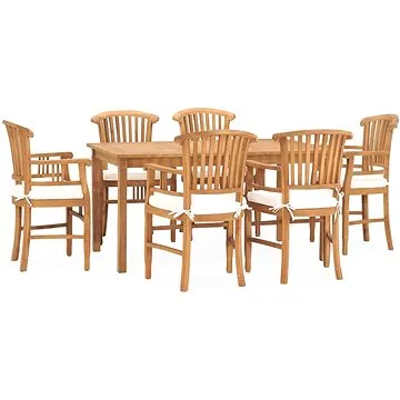 7dílný zahradní jídelní set s poduškami masivní teakové dřevo, 3060025 (3060025)