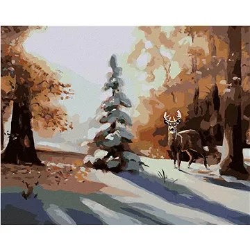 Zuty - Malování podle čísel - JELEN U ZASNĚŽENÉHO STROMU (D. RUSTY RUST), 80x100 cm, vypnuté plátno  (HRAmmb03241nad)