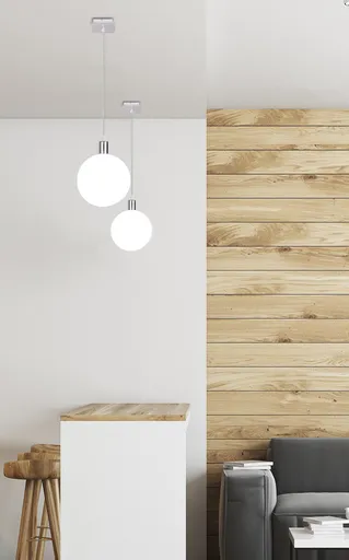 Závěsná lampa s bílým kulovým stínidlem 15 cm Oden