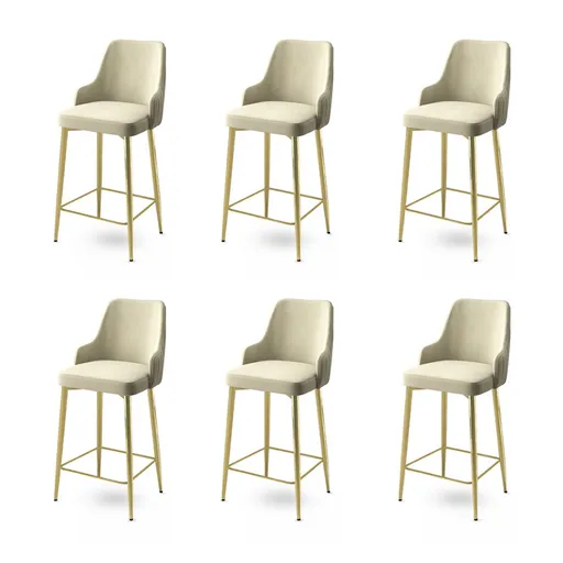 Bar Stool Set (6 Pieces) Enox - Cream, Gold