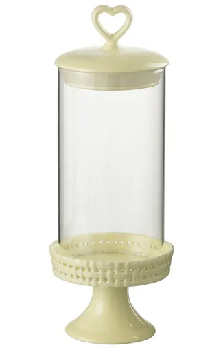 Žlutá keramická dóza na noze s víkem Hella Yellow M - Ø 11*31cm J-Line by Jolipa