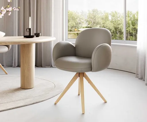 Otočná židle Nube-Flex s područkami dřevěná podnož hranatá