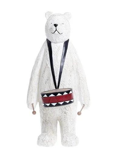 Vánoční dekorace stojící medvěd s bubínkem Bear Drum - 12*12*25 cm Chic Antique