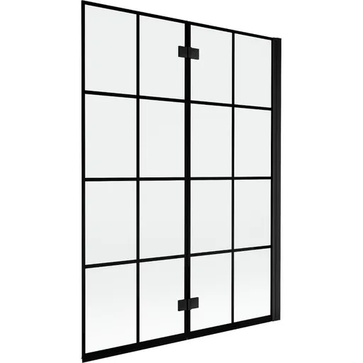 MEXEN MIST vanová zástěna 130x150 cm 6mm 2-s, černá, dekor, pravá 8A9-130-002-70-77-P