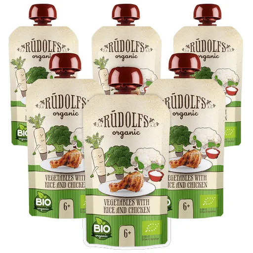 Rudolfs Zelenina, rýže, kuřecí maso BIO kapsička 6x110 g