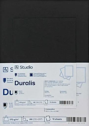 Černý karton Duralis 370g A4, 10 listů
