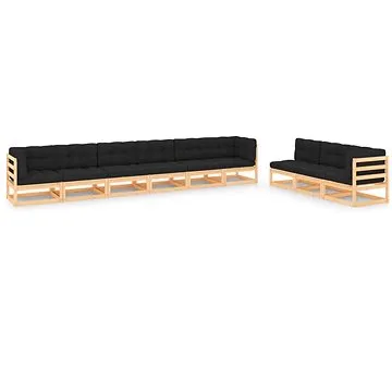 9dílná zahradní sedací souprava s poduškami masivní borovice, 3083802 (3083802)