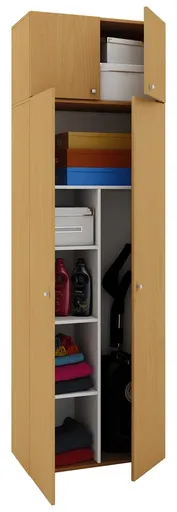 VCM Úklidová skříňka Vandol II s dvířky včetně horního nástavce, buk