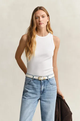 TOP GANT HIGH NECK RIB TANK TOP WHITE