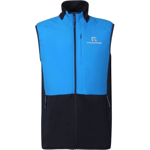 PROGRESS TORSTEN Pánská hybridní vesta s merinem, modrá, velikost
