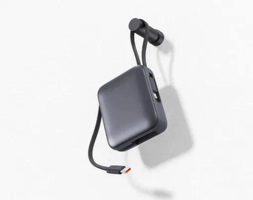 SWISSTEN POWER BANK 10000 mAh S INTEGROVANÝMI KABELY USB-C A LIGHTNING VESMÍRNĚ STŘÍBRNÁ