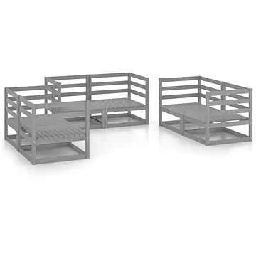 6dílná zahradní sedací souprava šedá masivní borovice , 3075441 (3075441)