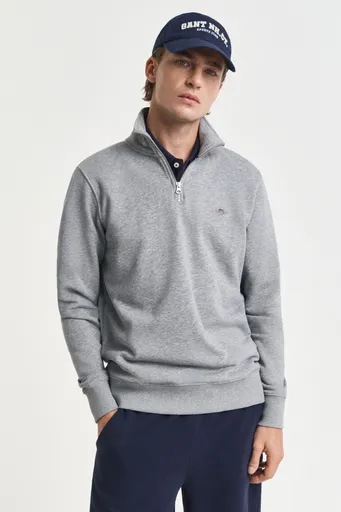 MIKINA GANT REG SHIELD HALF ZIP SWEAT GREY MELANGE