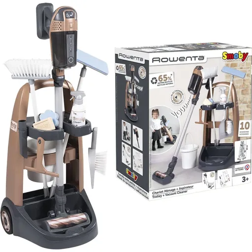 Smoby Vozík pro malou uklízečku s tyčovým vysavačem Rowenta