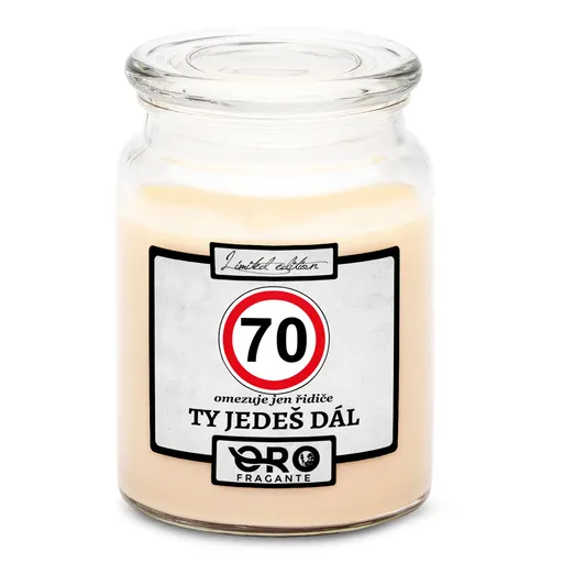 Svíčka Ty jedeš dál – výběr věku (věk: 70, Vůně svíčky: Vanilka)
