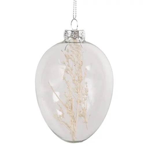 Závěsné skleněné vajíčko se sušenými květy Egg Bloom - Ø 7*10 cm  Clayre & Eef