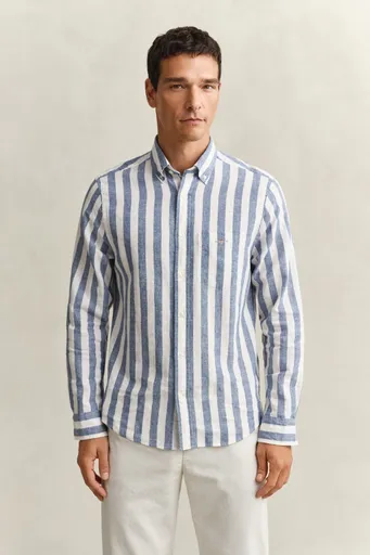 KOŠILE GANT REG COTTON LINEN STRIPE SHIRT VINTAGE BLUE