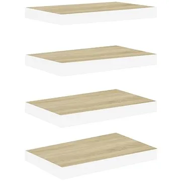Shumee plovoucí nástěnné 4 ks dub a bílé 50×23×3,8 cm MDF, 326575 (326575)