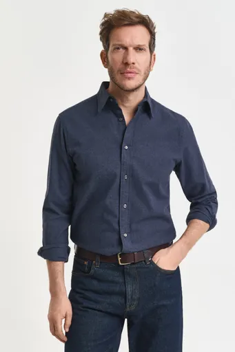 KOŠILE GANT REG FLANNEL MELANGE SHIRT DARK INDIGO MELANGE