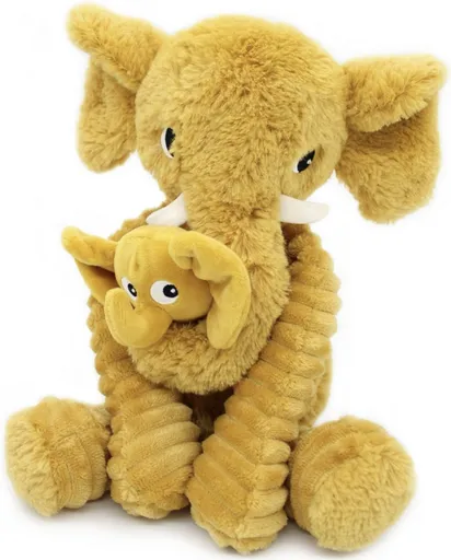 PTIPOTOS Plyšový slon Dimoitou hořčicový - máma s miminkem