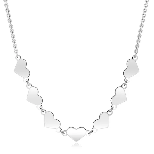 Náhrdelník ze stříbra 925 - řada lesklých srdíček