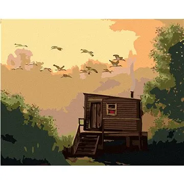Zuty - Malování podle čísel - IBIS LETÍCÍ NAD CHATOU (D. RUSTY RUST), 80x100 cm, vypnuté plátno na r (HRAmmb02761nad)