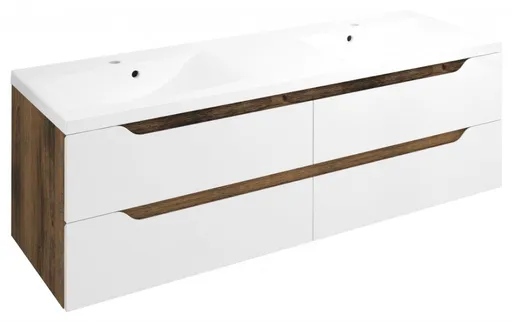 SAPHO WAVE dvojumyvadlová skříňka 149,7x50x47,8cm, bílá/dub collingwood WA150-3019