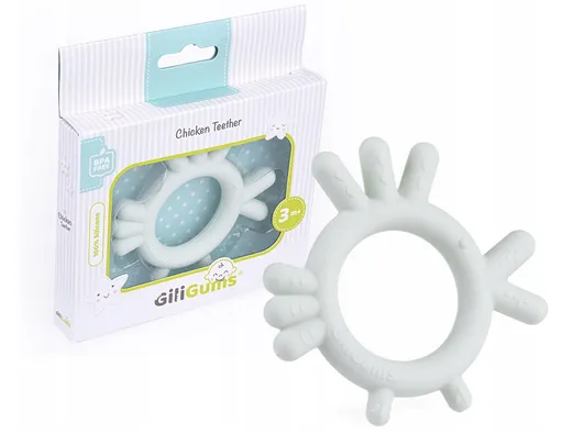 GiliGums Dětské silikonové kousátko Chicken Teether, 3m+, sv. mátová, 1 ks