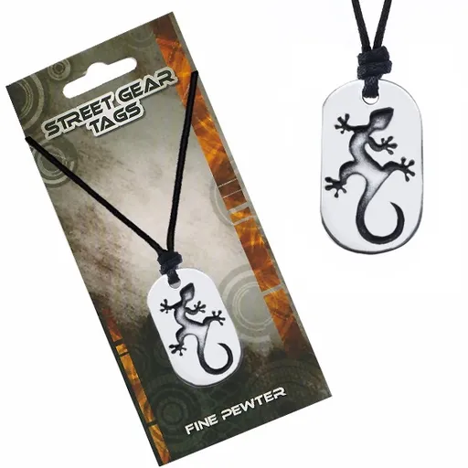 Černý náhrdelník – šňůrka, motiv salamandra