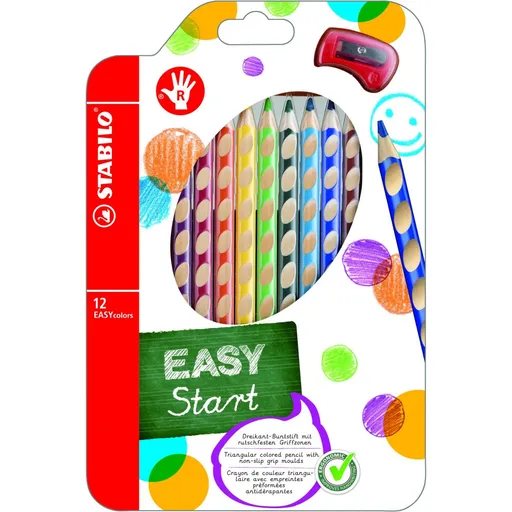 STABILO 332-12 EASYcolors Ergonomické pastelky pro praváky 12 ks sada s ořezávátkem