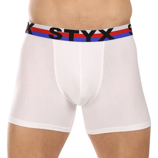 Styx Pánské boxerky long sportovní guma bílé trikolóra (U2061) XL