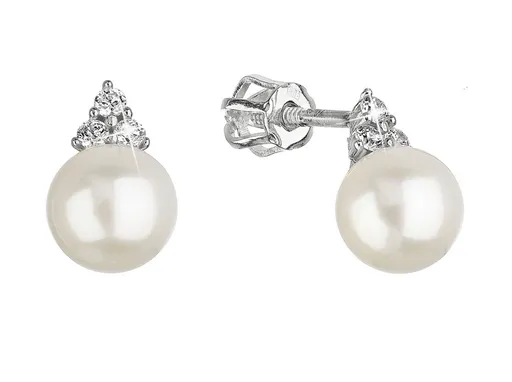 Evolution Group - Pavona Něžné zlaté náušnice se zirkony a pravými perlami 81PZ00025