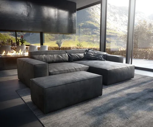 Rohová pohovka Sirpio XL 270x175 cm koženka antracitová vintage