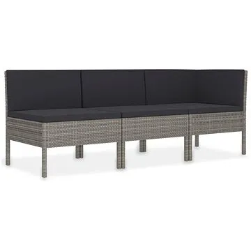 3dílná zahradní sedací souprava s poduškami polyratan šedá 310204 310204 (310204)