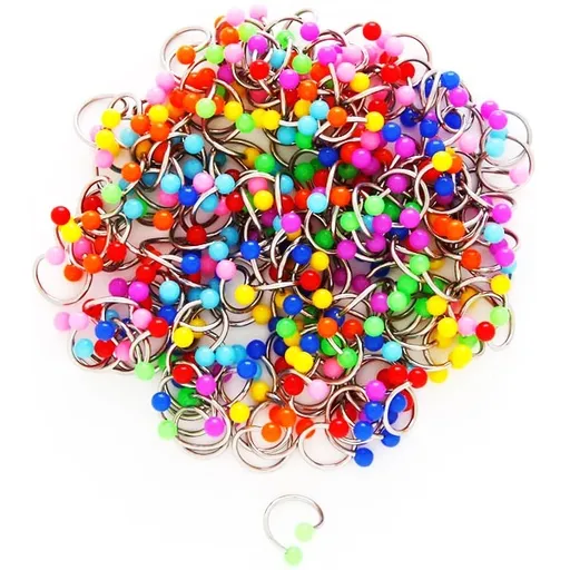 Piercing do obočí - spirály s neonovou kuličkou - Barva piercing: Oranžová