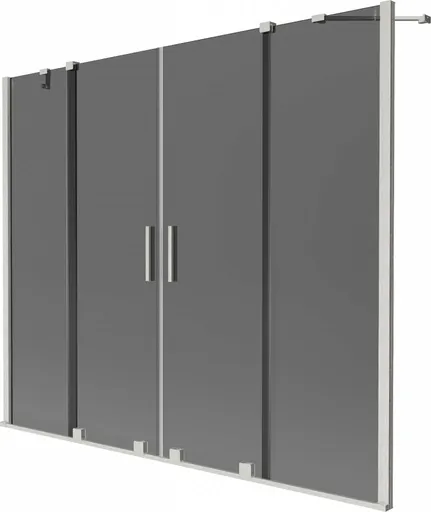 MEXEN/S Velar Duo dvoukřídlá posuvná vanová zástěna 190 x 150, grafit, nikl kartáčovaný 896-190-000-42-97