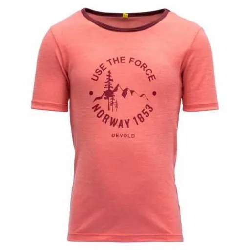 Devold FORCE KID TEE Dětské triko s krátkým rukávem, lososová, velikost 2Y