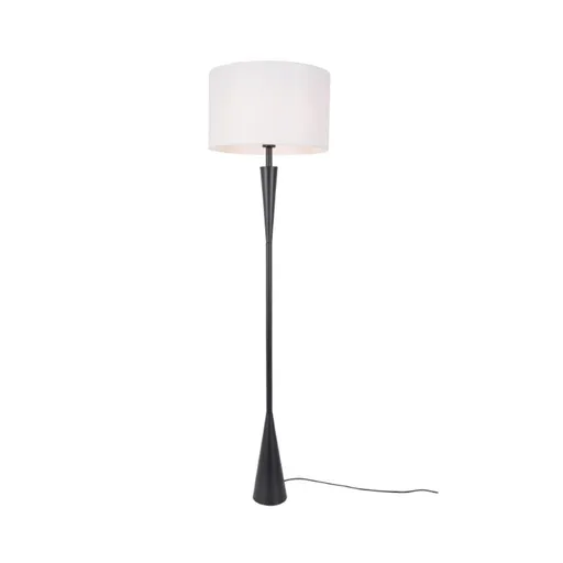 ACA Lighting stojací lampa PLANN černý kov bílé stínítko 1xE27 MF240451